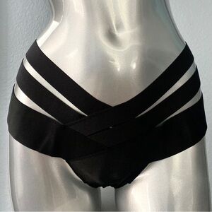 Victorias Secret Used Luxe Very Sexy Banded Strappy Black Cheeky Panty XS